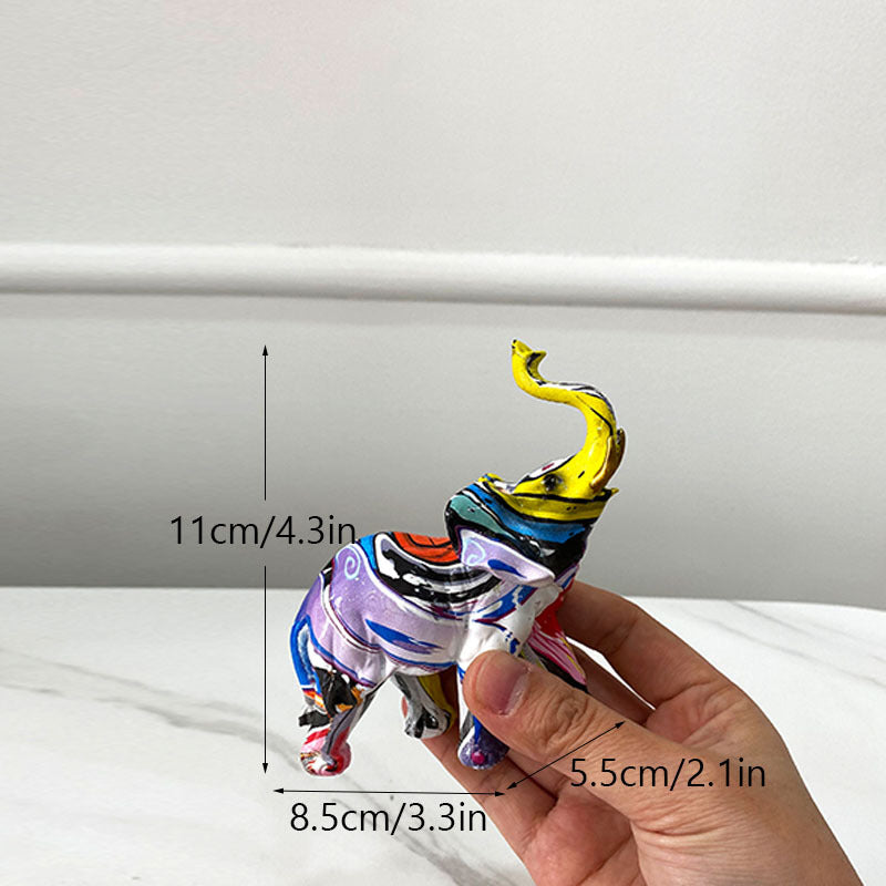 Colorful Water Transfer Printed Elephant Ornaments