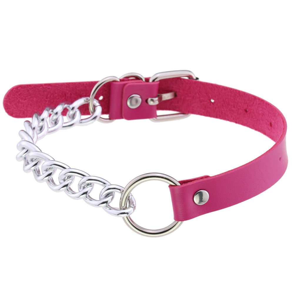 Leather Ring Neckband Necklace O-ring Neck Band