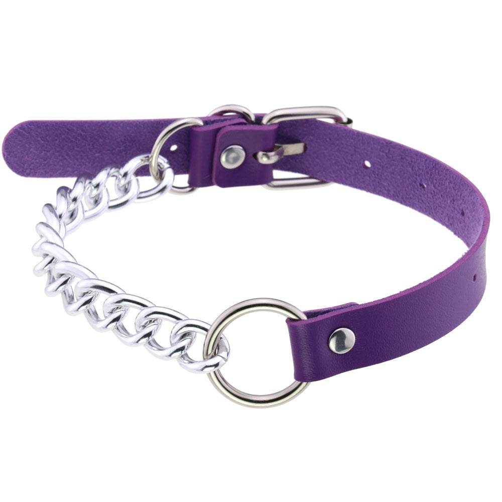 Leather Ring Neckband Necklace O-ring Neck Band