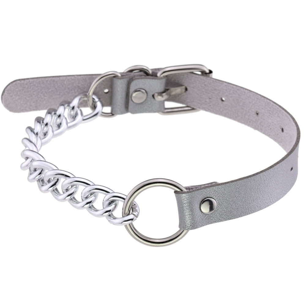 Leather Ring Neckband Necklace O-ring Neck Band