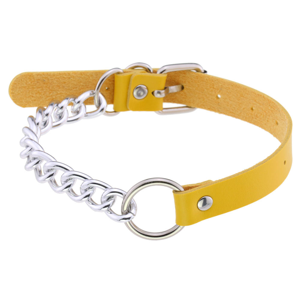 Leather Ring Neckband Necklace O-ring Neck Band