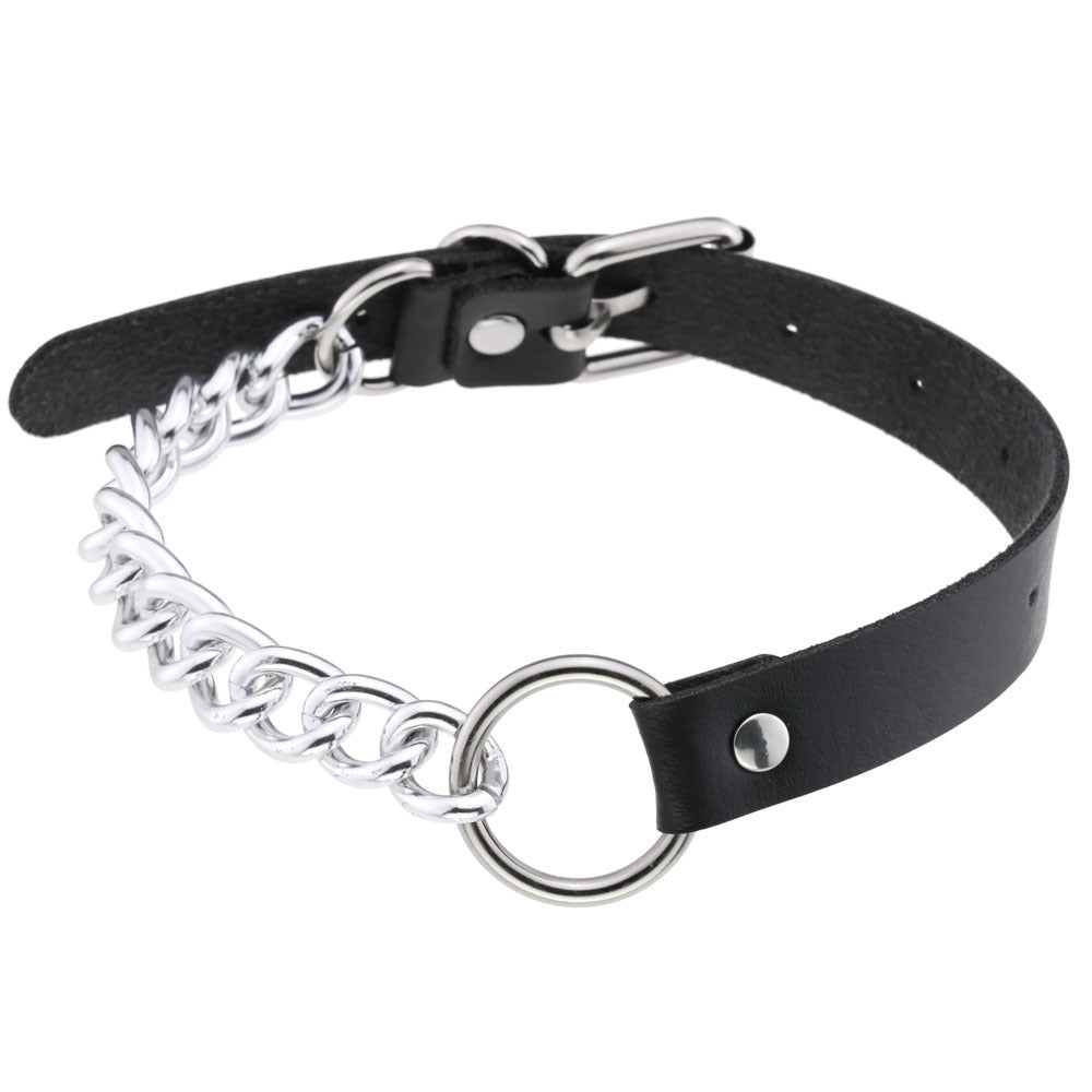 Leather Ring Neckband Necklace O-ring Neck Band
