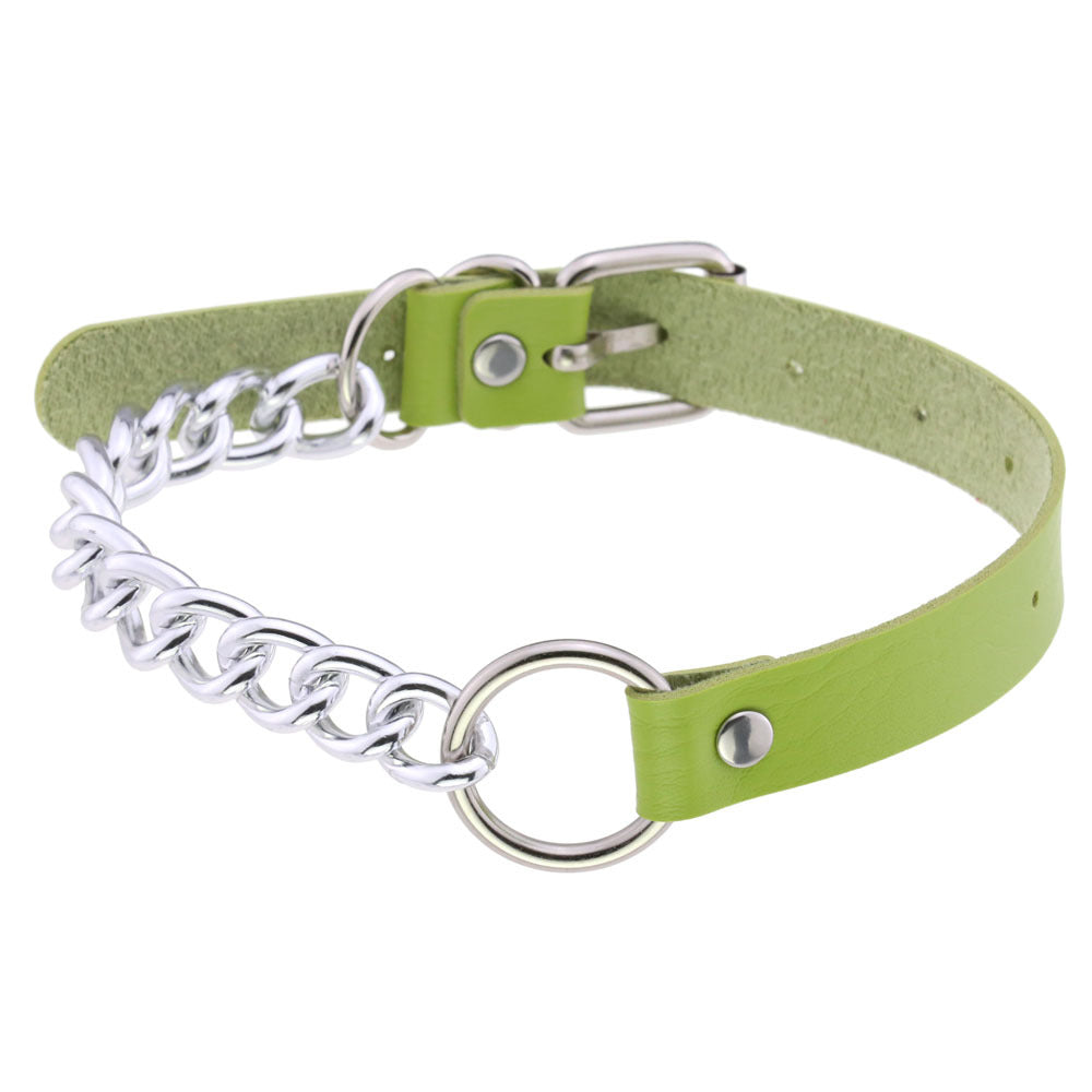 Leather Ring Neckband Necklace O-ring Neck Band