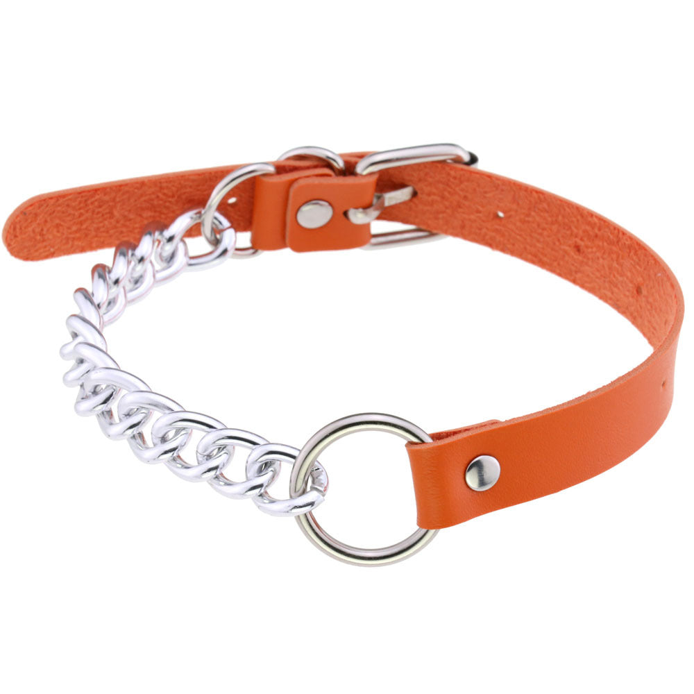 Leather Ring Neckband Necklace O-ring Neck Band
