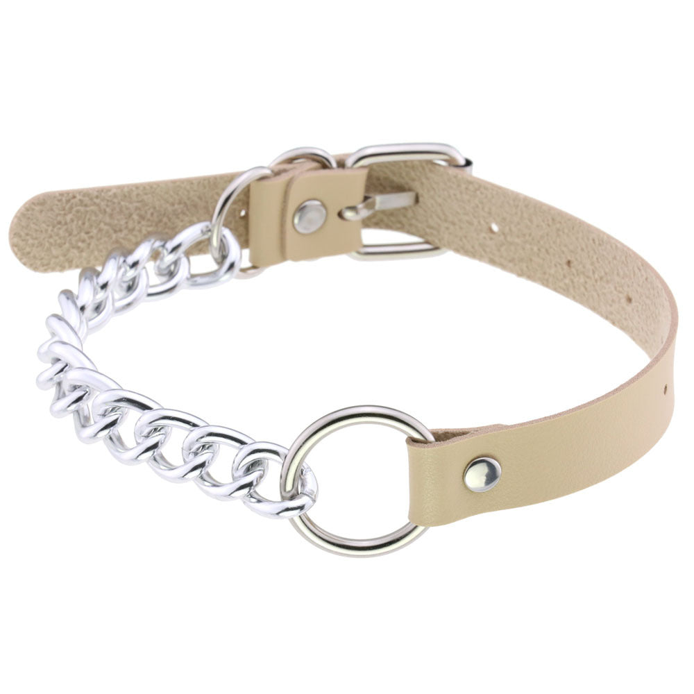 Leather Ring Neckband Necklace O-ring Neck Band
