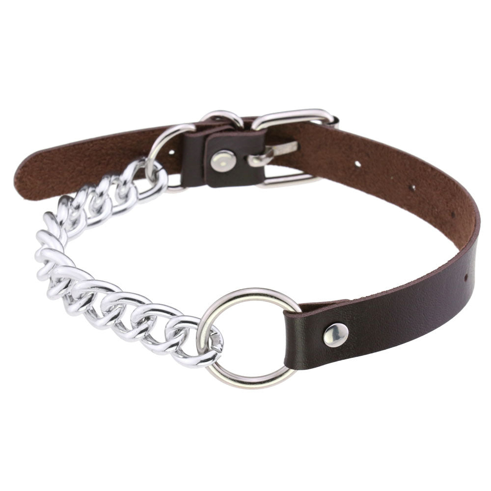 Leather Ring Neckband Necklace O-ring Neck Band