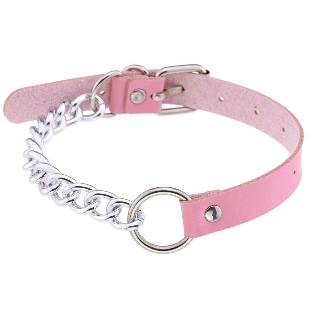 Leather Ring Neckband Necklace O-ring Neck Band