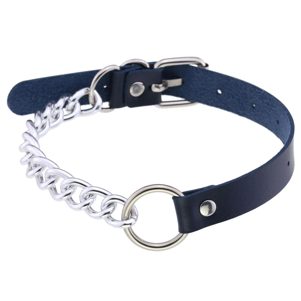 Leather Ring Neckband Necklace O-ring Neck Band