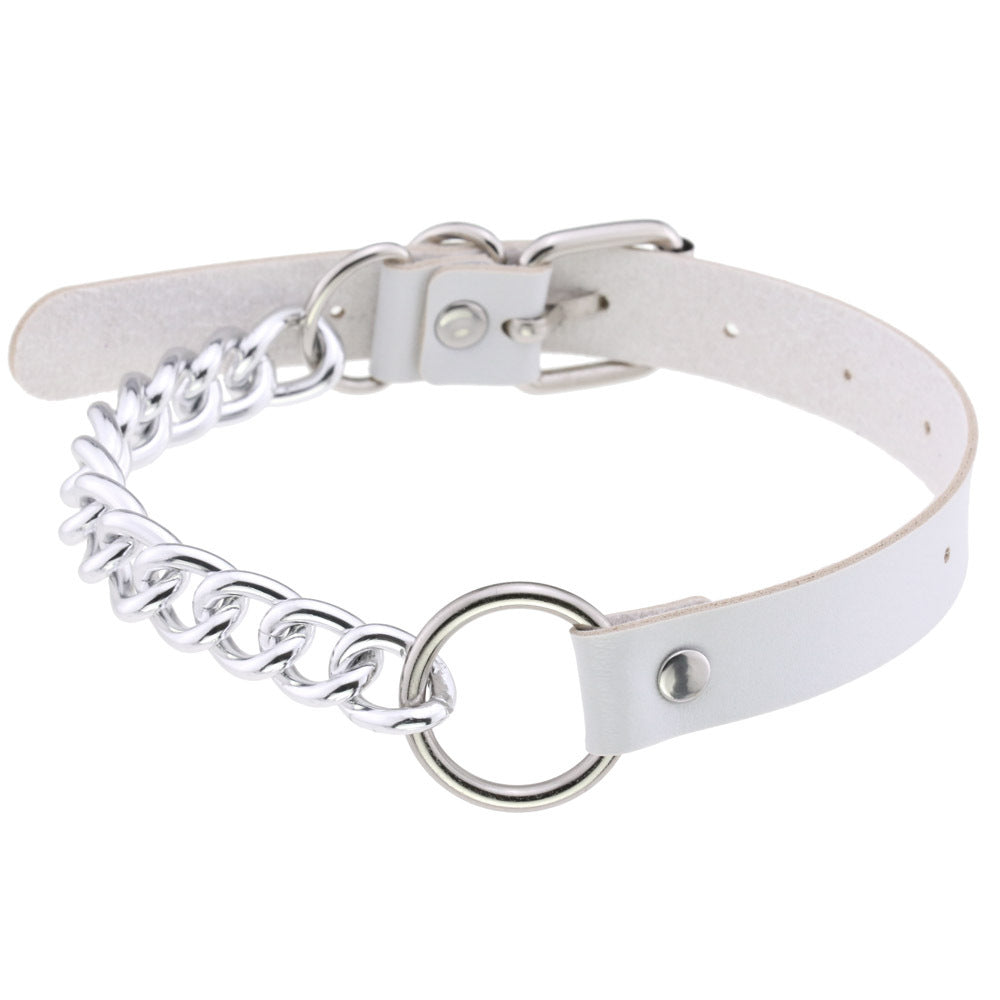 Leather Ring Neckband Necklace O-ring Neck Band