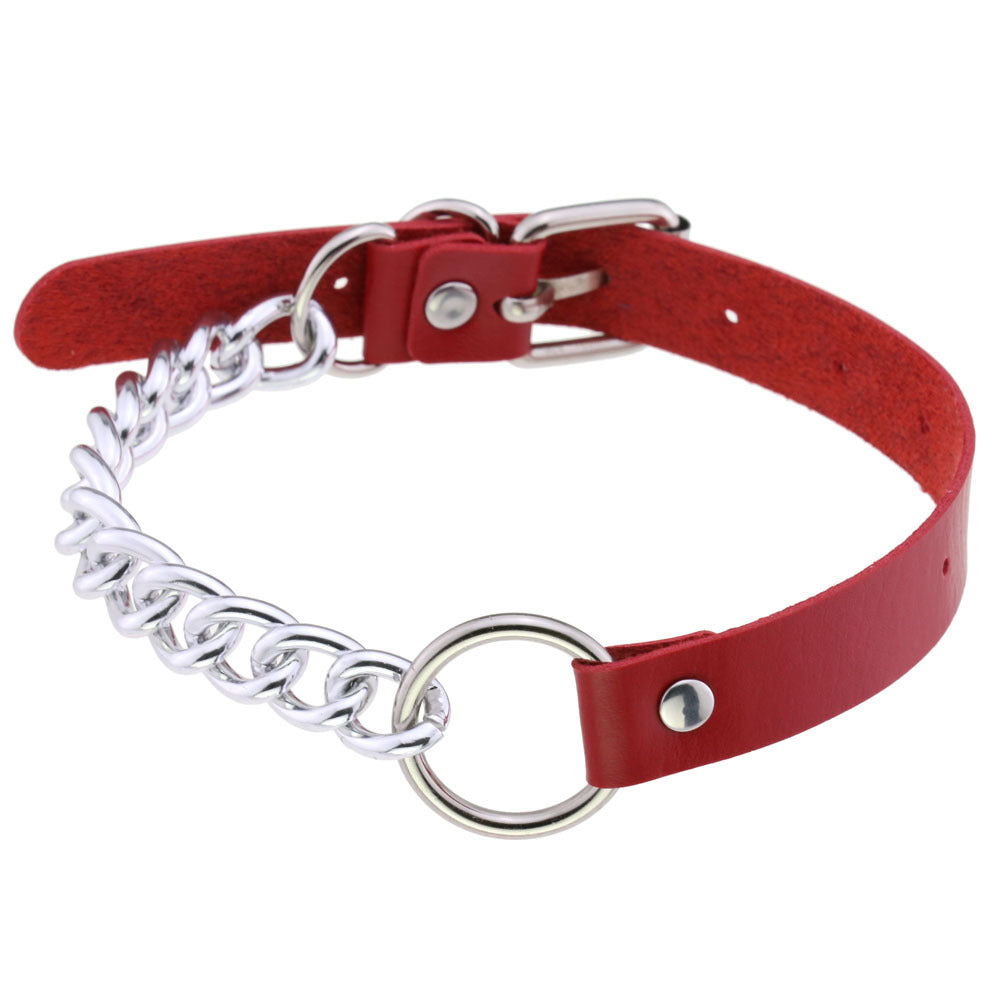 Leather Ring Neckband Necklace O-ring Neck Band
