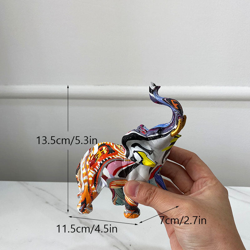 Colorful Water Transfer Printed Elephant Ornaments